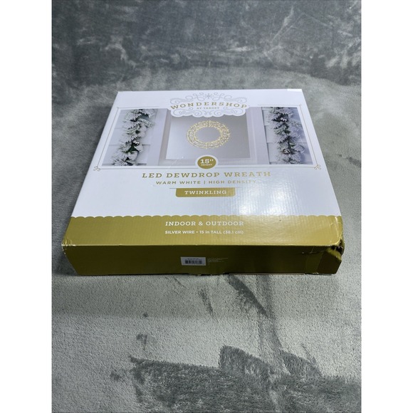 Wondershop Christmas LED Dewdrop Wreath Twinkling Warm White In/Out 15in NEW - Picture 8 of 14